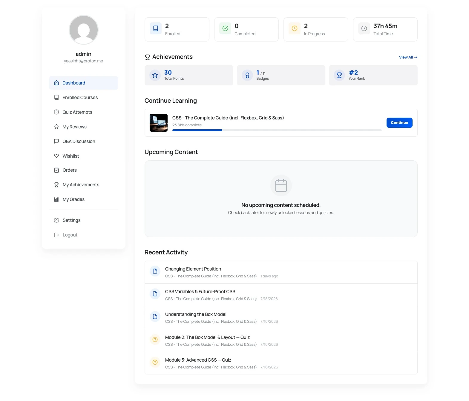 Student dashboard